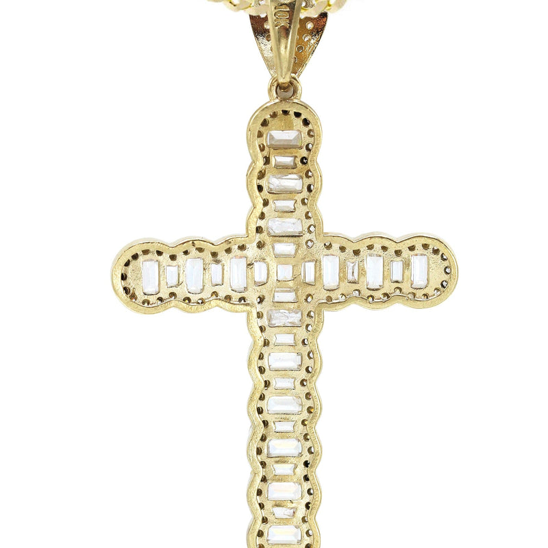 10K Yellow Gold  Baguette Cross Necklace | Appx. 15.6 Grams