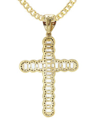 10K Yellow Gold  Baguette Cross Necklace | Appx. 15.6 Grams