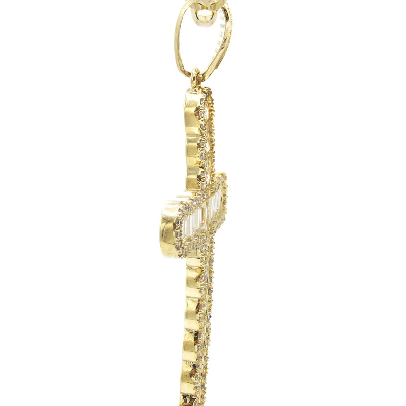 10K Yellow Gold  Baguette Cross Necklace | Appx. 15.6 Grams