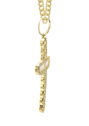 10K Yellow Gold  Baguette Cross Necklace | Appx. 15.6 Grams