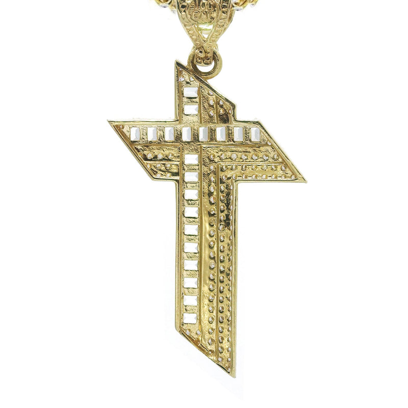 10K Yellow Gold  Baguette Cross Necklace | Appx. 15 Grams