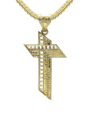 10K Yellow Gold  Baguette Cross Necklace | Appx. 15 Grams
