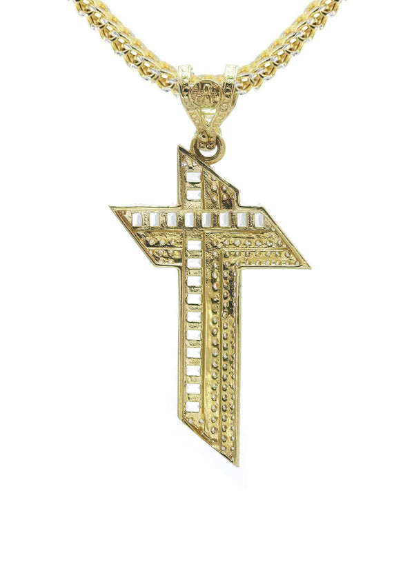 10K Yellow Gold  Baguette Cross Necklace | Appx. 15 Grams