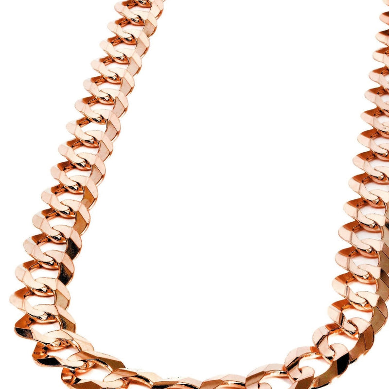 Womens 14K Rose Gold Chain - Solid Cuban Link Chain