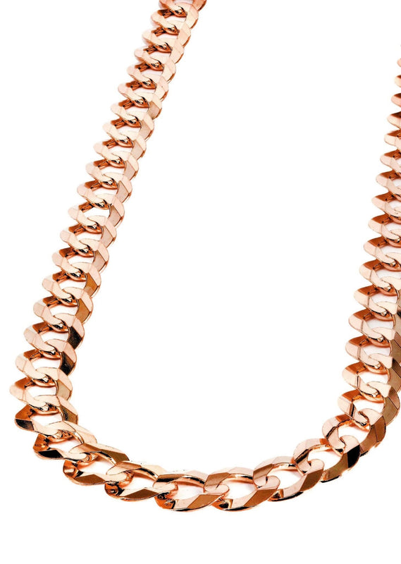 Solid Cuban Curb Link Chain - 14K Rose Gold