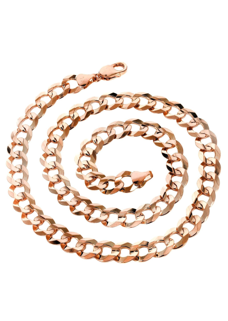 Womens 14K Rose Gold Chain - Solid Cuban Link Chain