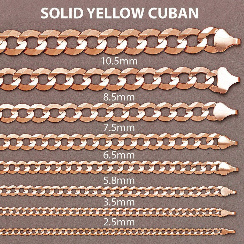 Solid Cuban Curb Link Chain - 14K Rose Gold