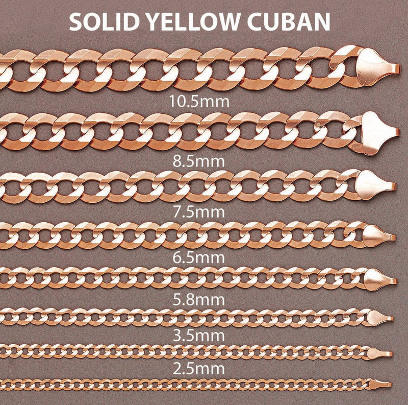 Womens 14K Rose Gold Chain - Solid Cuban Link Chain