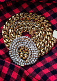 Gold Plated Solid Miami Cuban Link ( 14 MM ) & Tennis Chain