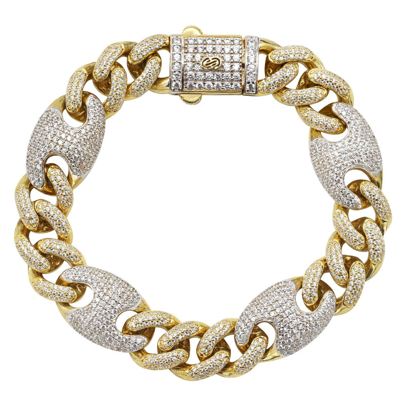 Silver Gold Iced Out Cuban Mariner Bracelet