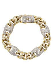 Silver Gold Iced Out Cuban Mariner Bracelet