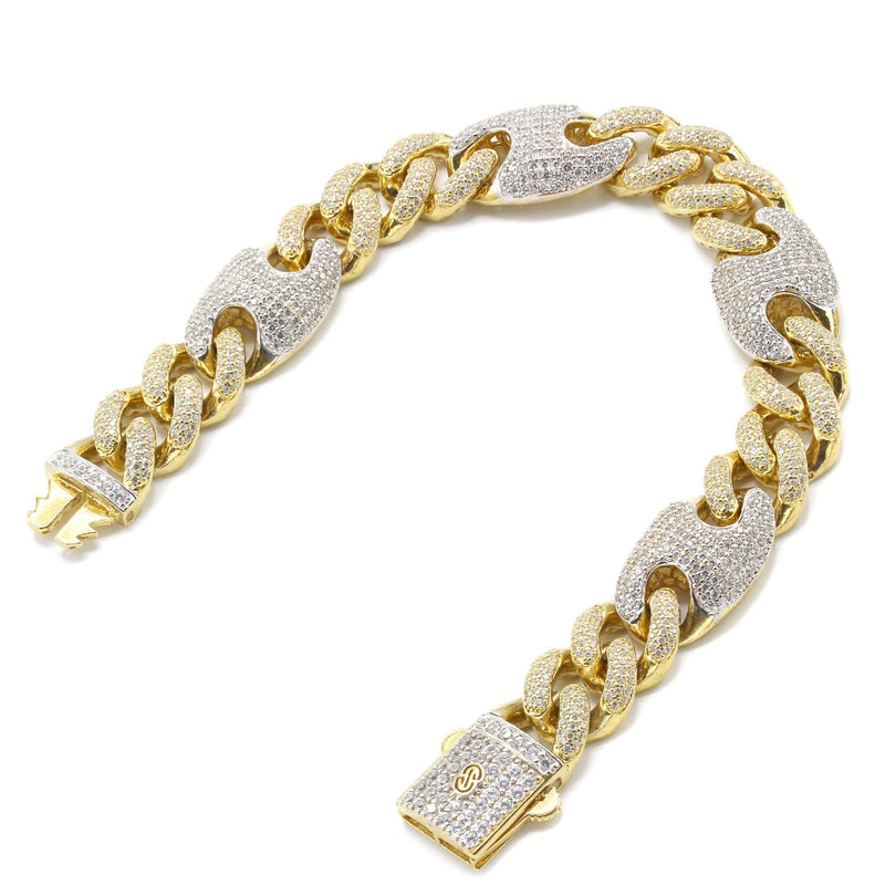 Silver Gold Iced Out Cuban Mariner Bracelet