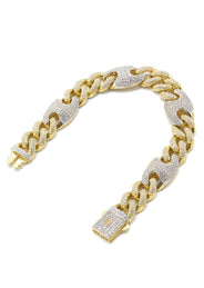 Silver Gold Iced Out Cuban Mariner Bracelet