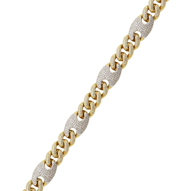 Silver Gold Iced Out Cuban Mariner Bracelet