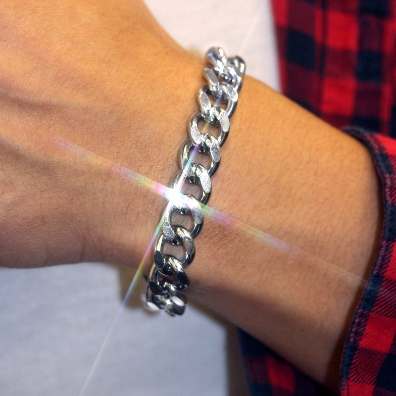 White Gold Plated Cuban Curb Bracelet