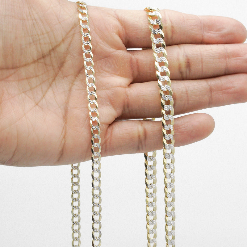 Silver Chain - Mens Gold Chain / Curb Cuban Diamond Cut Chain