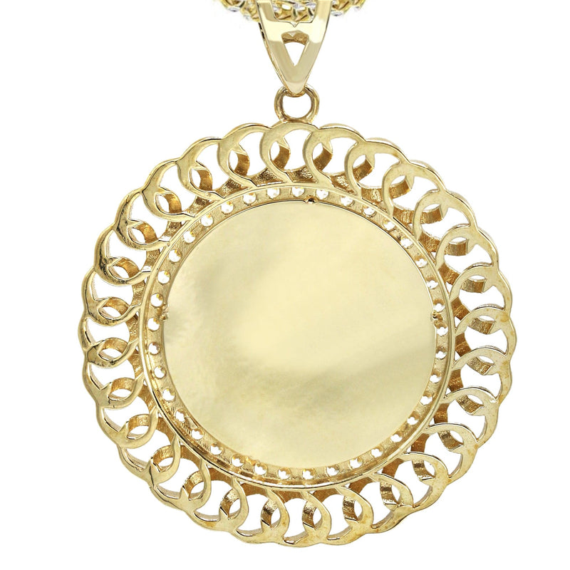 10K Yellow Gold Round Curb Picture Necklace | Appx. 19.9 Grams