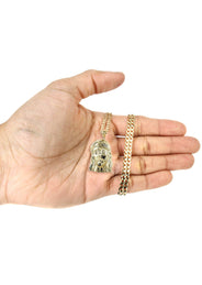 10K Yellow Gold Pave   Jesus Piece Chain | Appx. 11.2 Grams