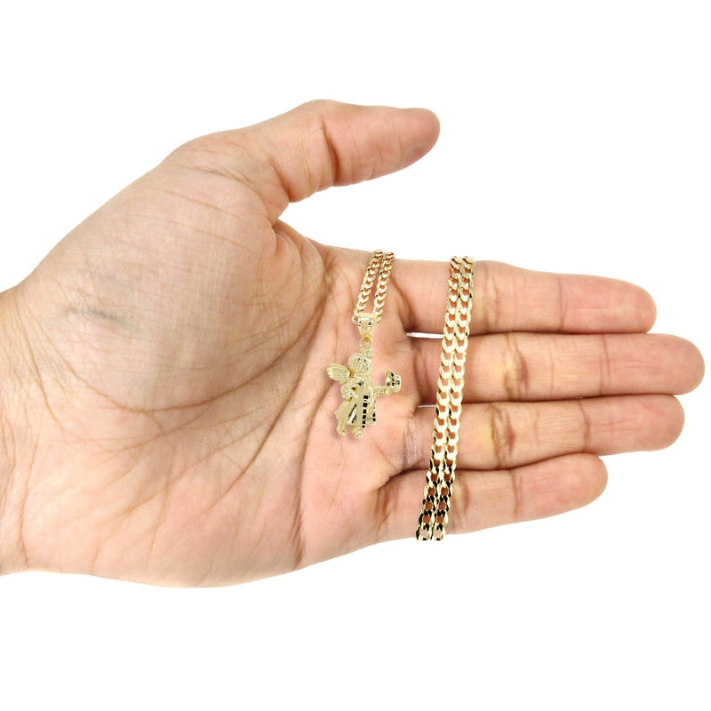 10K Yellow Gold Dog Tag  Angel Necklace | Appx. 8.5 Grams