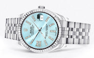 Diamond Rolex Watch | 68274 | Fluted Bezel | 31MM | Baby Blue Diamond Dial | Jubilee Band