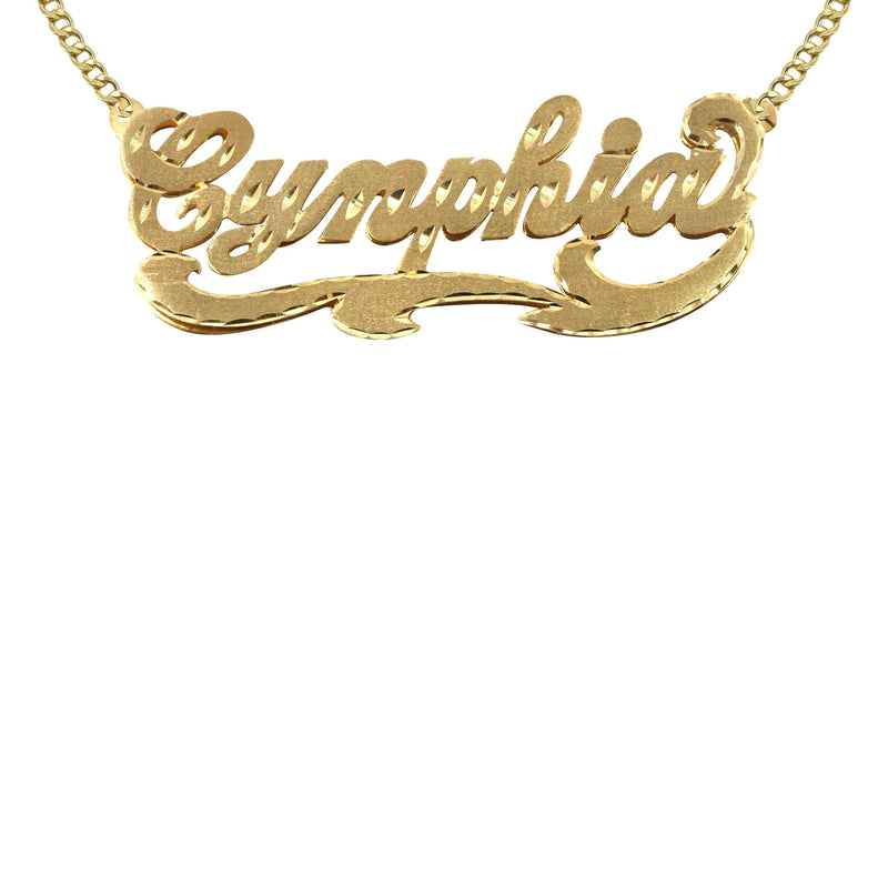 14K Gold  Diamond Cut Name Plate Necklace | Style #56