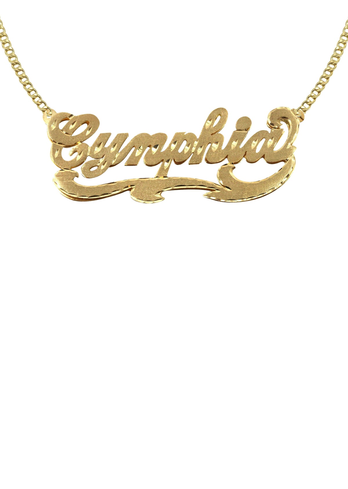 14K Gold  Diamond Cut Name Plate Necklace | Style #56