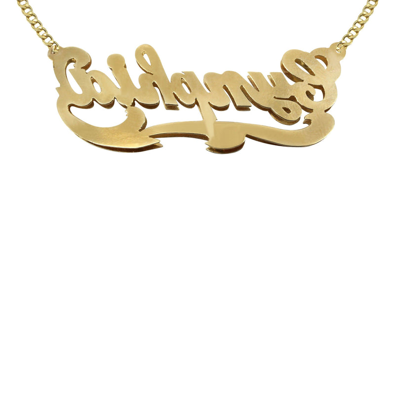 14K Gold  Diamond Cut Name Plate Necklace | Style #56