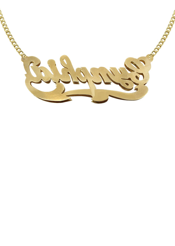 14K Gold  Diamond Cut Name Plate Necklace | Style #56