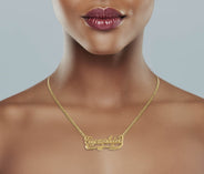 14K Gold  Diamond Cut Name Plate Necklace | Style #56