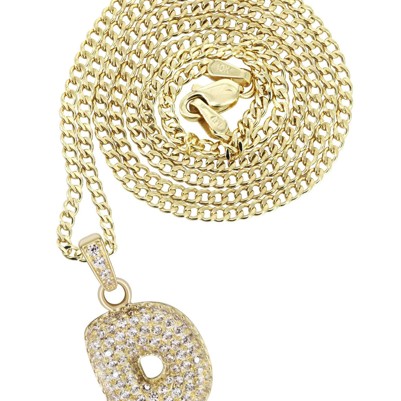 10K Yellow Gold Bubble Letter "D" CZ Necklace | Appx. 4.6 Grams