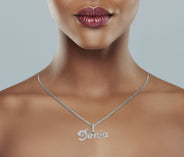 14K White Gold  Full Diamond Name Plate Necklace | Style #27