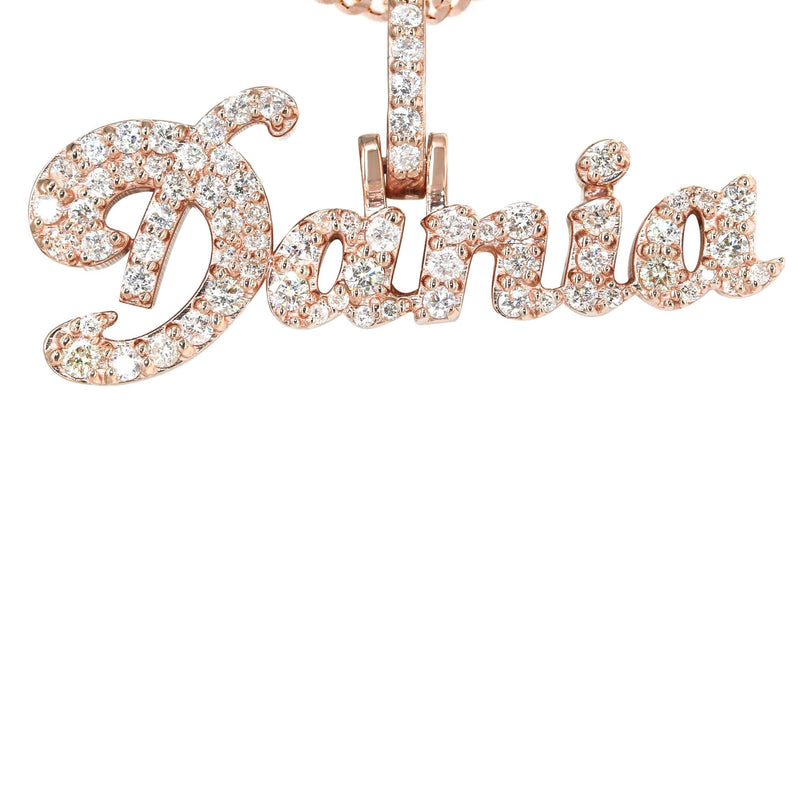 14K Rose Gold  Full Diamond Name Plate Necklace | Style #116