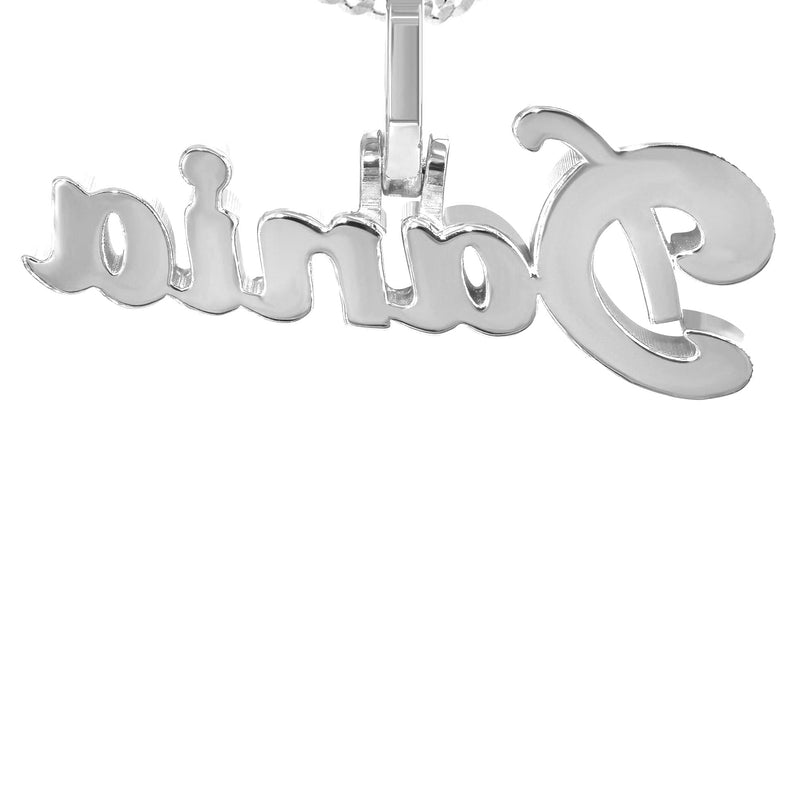 14K White Gold  Full Diamond Name Plate Necklace | Style #27