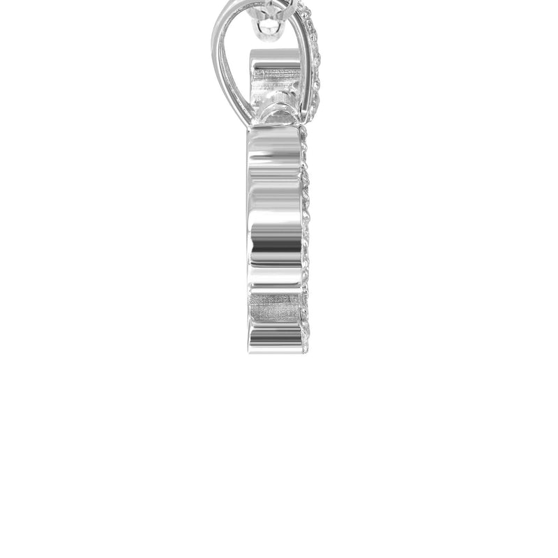 14K White Gold  Full Diamond Name Plate Necklace | Style #27