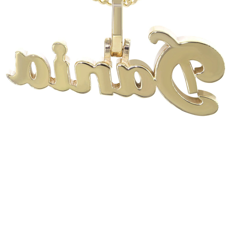 14K Yellow Gold  Full Diamond Name Plate Necklace | Style #26