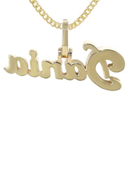 14K Yellow Gold  Full Diamond Name Plate Necklace | Style #26