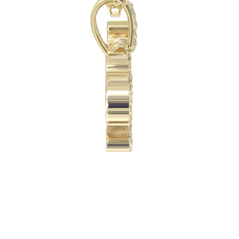 14K Yellow Gold  Full Diamond Name Plate Necklace | Style #26