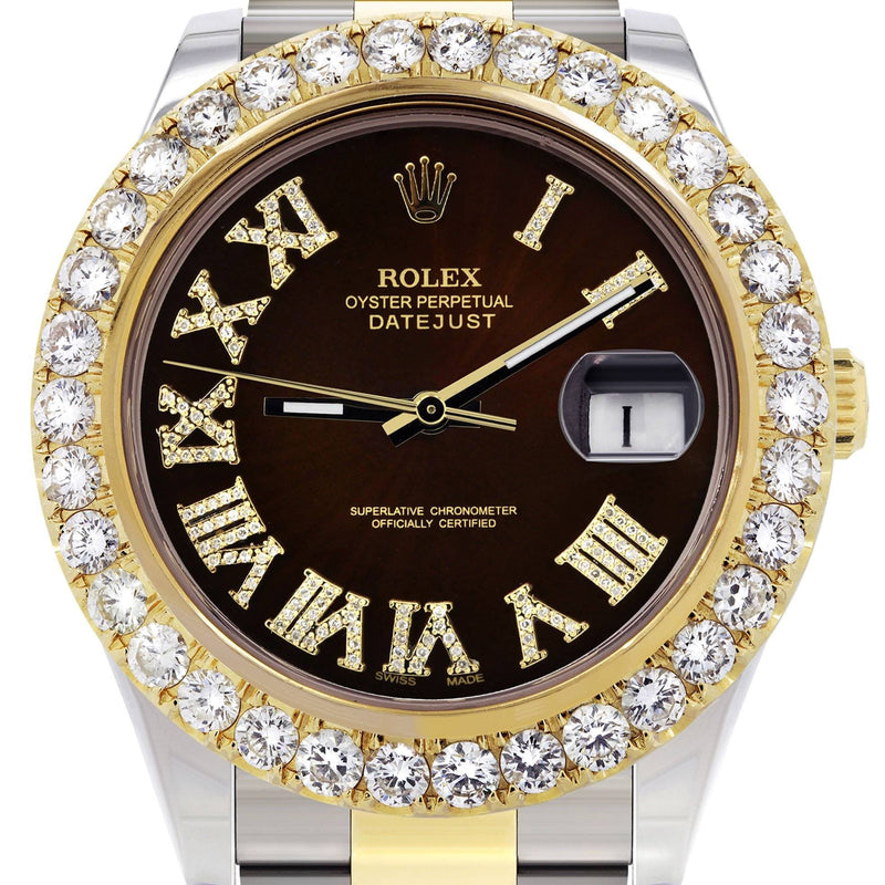 Rolex Datejust II Watch | 41 MM | 18K Yellow Gold & Stainless Steel | Custom Chocolate Roman Dial | Oyster Band