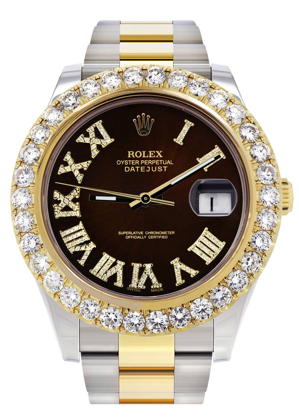 Rolex Datejust II Watch | 41 MM | 18K Yellow Gold & Stainless Steel | Custom Chocolate Roman Dial | Oyster Band
