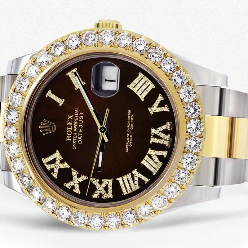 Rolex Datejust II Watch | 41 MM | 18K Yellow Gold & Stainless Steel | Custom Chocolate Roman Dial | Oyster Band