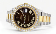 Rolex Datejust II Watch | 41 MM | 18K Yellow Gold & Stainless Steel | Custom Chocolate Roman Dial | Oyster Band