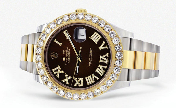 Rolex Datejust II Watch | 41 MM | 18K Yellow Gold & Stainless Steel | Custom Chocolate Roman Dial | Oyster Band