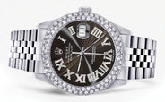 Mens Rolex Datejust Watch 16200 | 36Mm | Dark Brown Roman Numeral Dial | Two Row 4.25 Carat Bezel | Jubilee Band