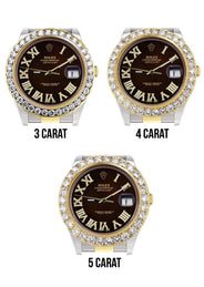 Rolex Datejust II Watch | 41 MM | 18K Yellow Gold & Stainless Steel | Custom Chocolate Roman Dial | Oyster Band
