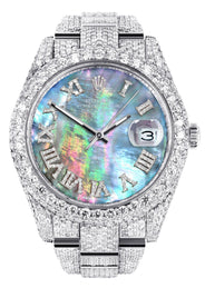 Diamond Iced Out Rolex Datejust 41 | 25 Carats Of Diamonds | Abalone Mother of Pearl Dial | Two Row | Oyster Band