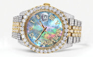 Diamond Iced Out Rolex Datejust 41 | 25 Carats Of Diamonds | Abalone Mother of Pearl Dial | Two Tone | Jubilee Band