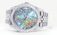 Womens Diamond Iced Out Rolex Datejust 41 | 25 Carats Of Diamonds | Abalone Mother Of Pearl Dial | Two Row | Jubilee Band