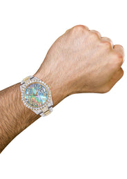 Diamond Iced Out Rolex Datejust 41 | 25 Carats Of Diamonds | Abalone Mother Of Pearl Dial | Two Tone | Oyster Band