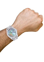Diamond Iced Out Rolex Datejust 41 | 25 Carats Of Diamonds | Abalone Mother Of Pearl Dial | Two Row | Jubilee Band