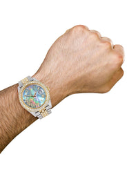 Diamond Iced Out Rolex Datejust 41 | 25 Carats Of Diamonds | Abalone Mother of Pearl Dial | Two Tone | Two Row | Jubilee Band